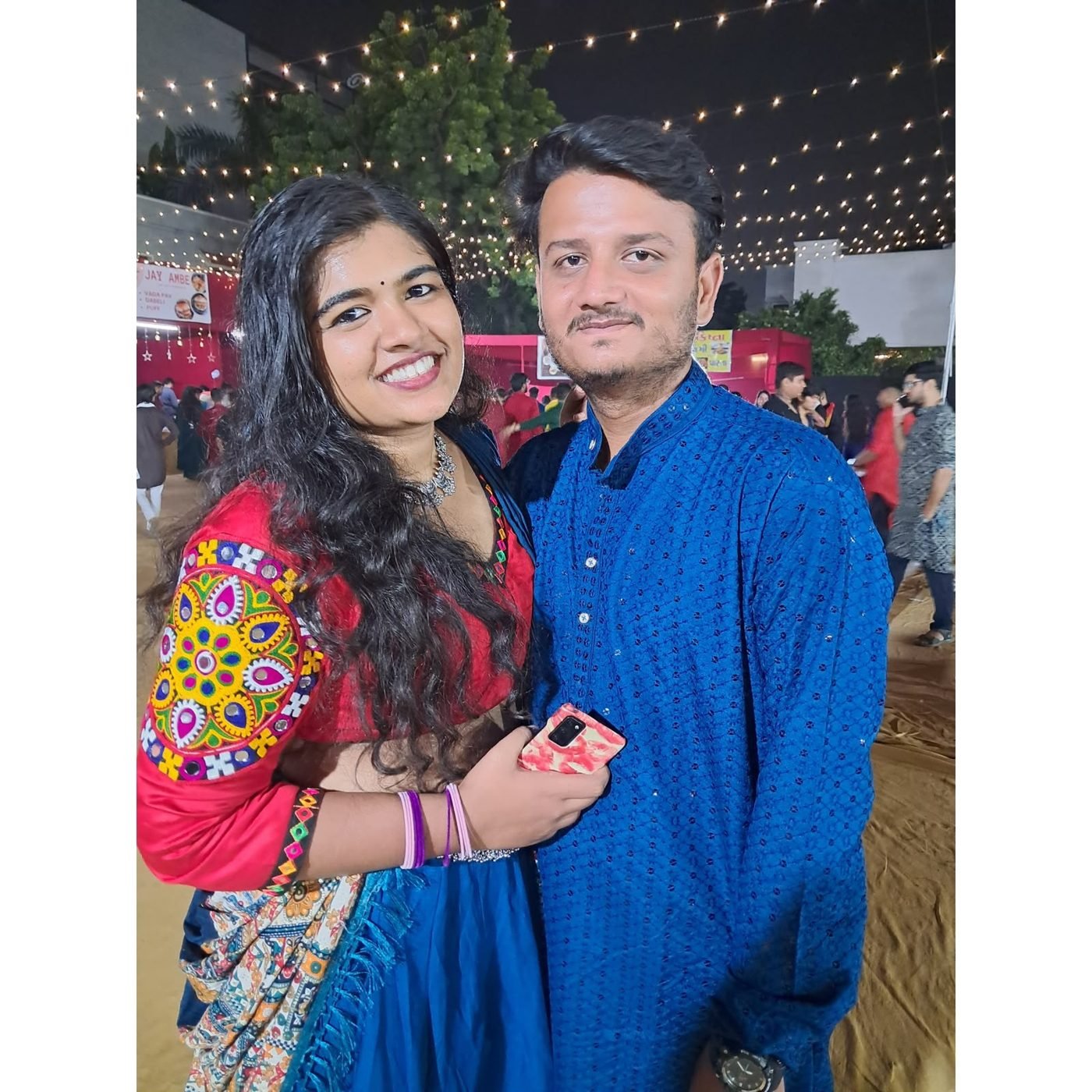 Garba night under string lights